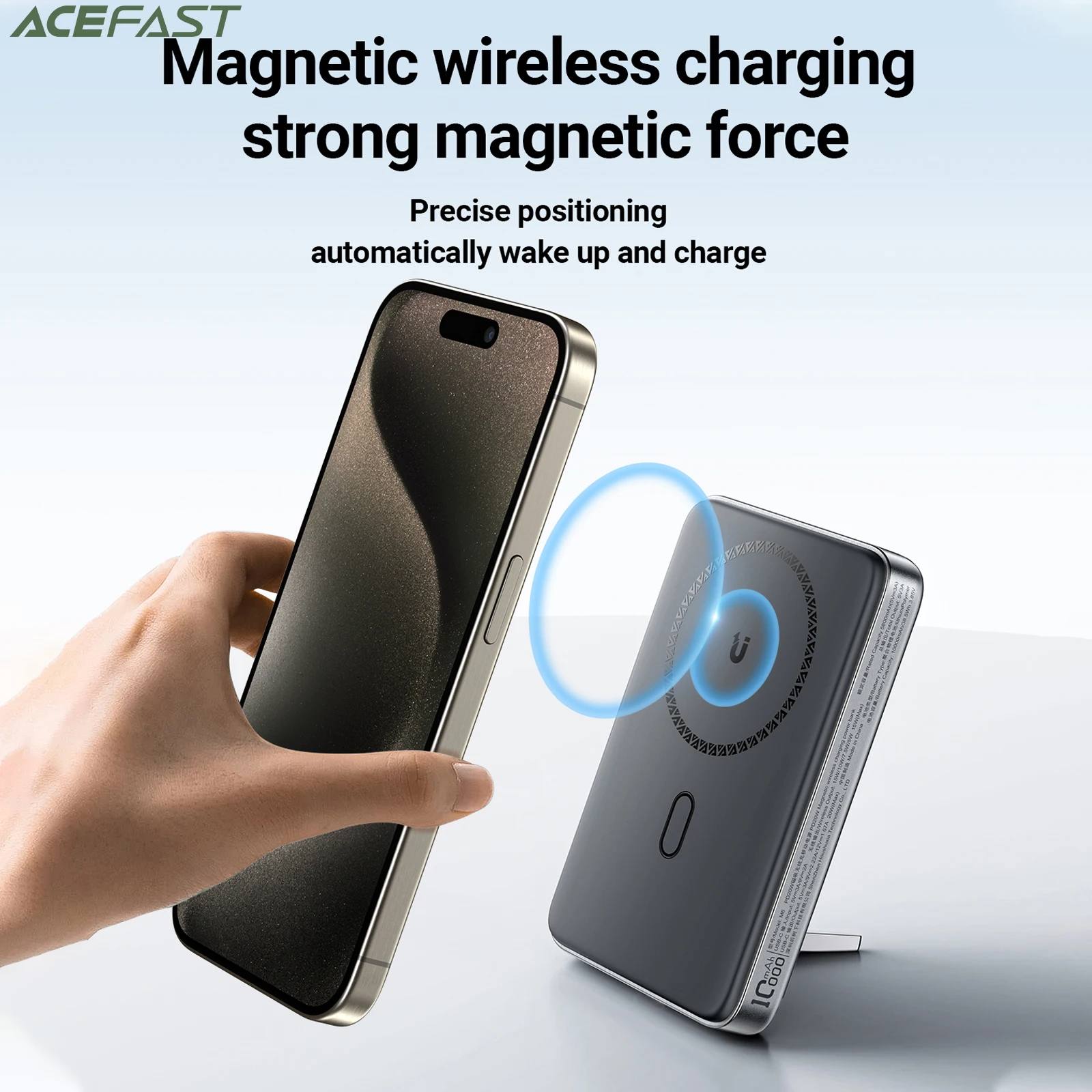 ACEFAST M6 10000mAh Magnetic Wireless Charging PowerBank For iPhone 16/15 Pro Max PD20W Fast Charging Extra Battery with Holder