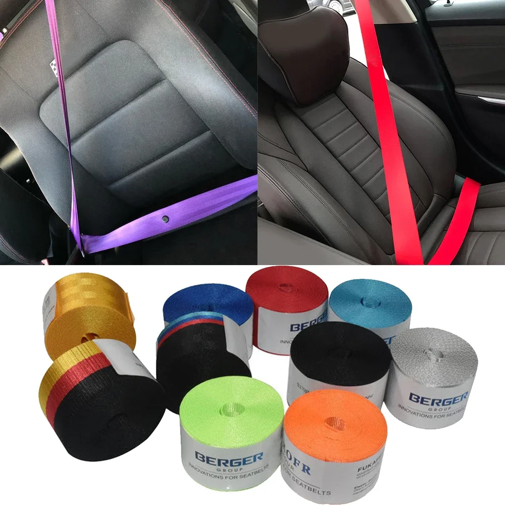 3.6M*4.8CM Car High-Strength Auto Seat Belt Webbing Fabric Racing Car Modified Seat Safety Belts Harness Strap