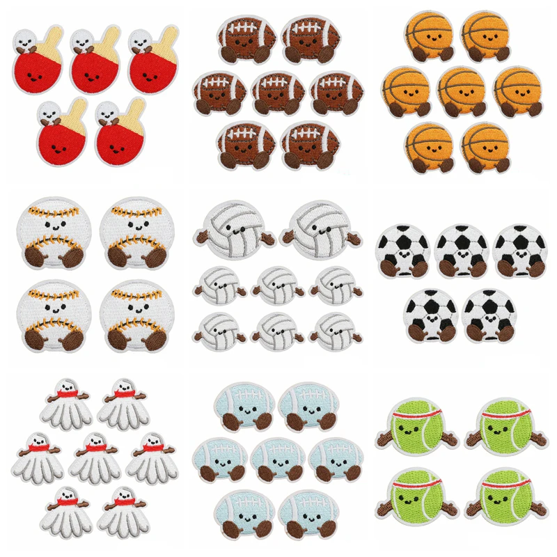 

10 шт./лот, оптовая продажа, милые ракетки для бадминтона, аппликация, железные нашивки для детской одежды, вышитые нашивки с героями мультфильмов на одежде