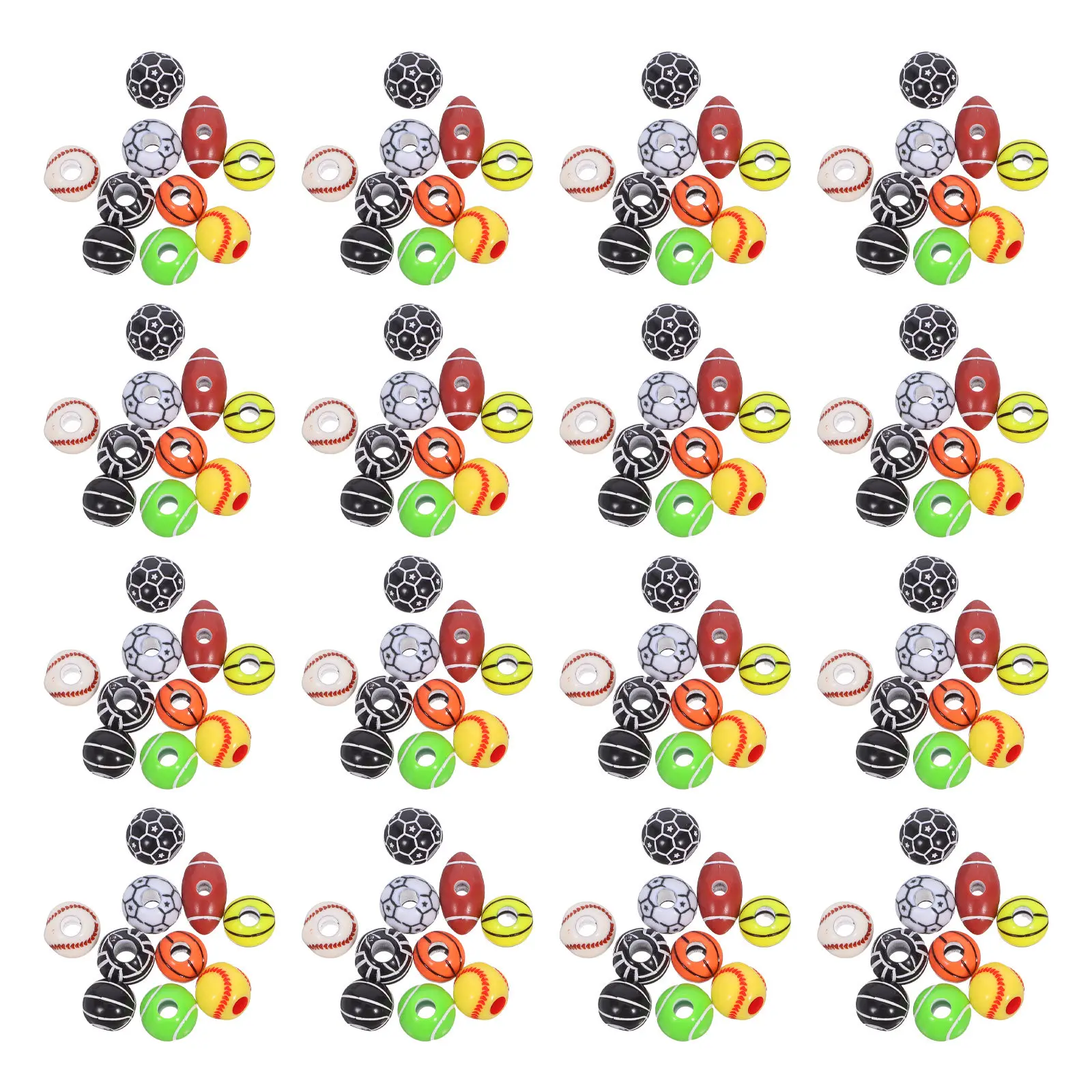 300Pcs Sports Theme Loose Beads Acrylic Lightweight Large Hole for DIY Jewelry Bracelets Keychains Baseball Basketball Soccer