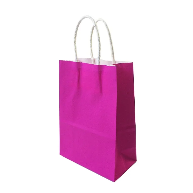 10pcs/lot  With Handle Shopping Christmas Wedding Party Gift Packing Bag Excellent Quality Solid Color Gift Paper Bags 21X15X8cm