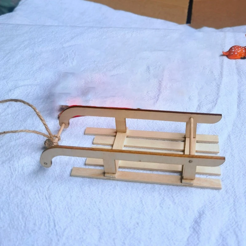 5 قطعة ديكور عيد الميلاد ديكور المنزل ديكور الخشب زلاجات خشبية صغيرة زينة عيد الميلاد الخشبية