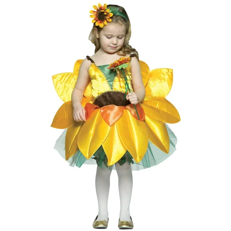 Vestiti per ragazze vestito operato per bambini costume cosplay di Halloween di girasole