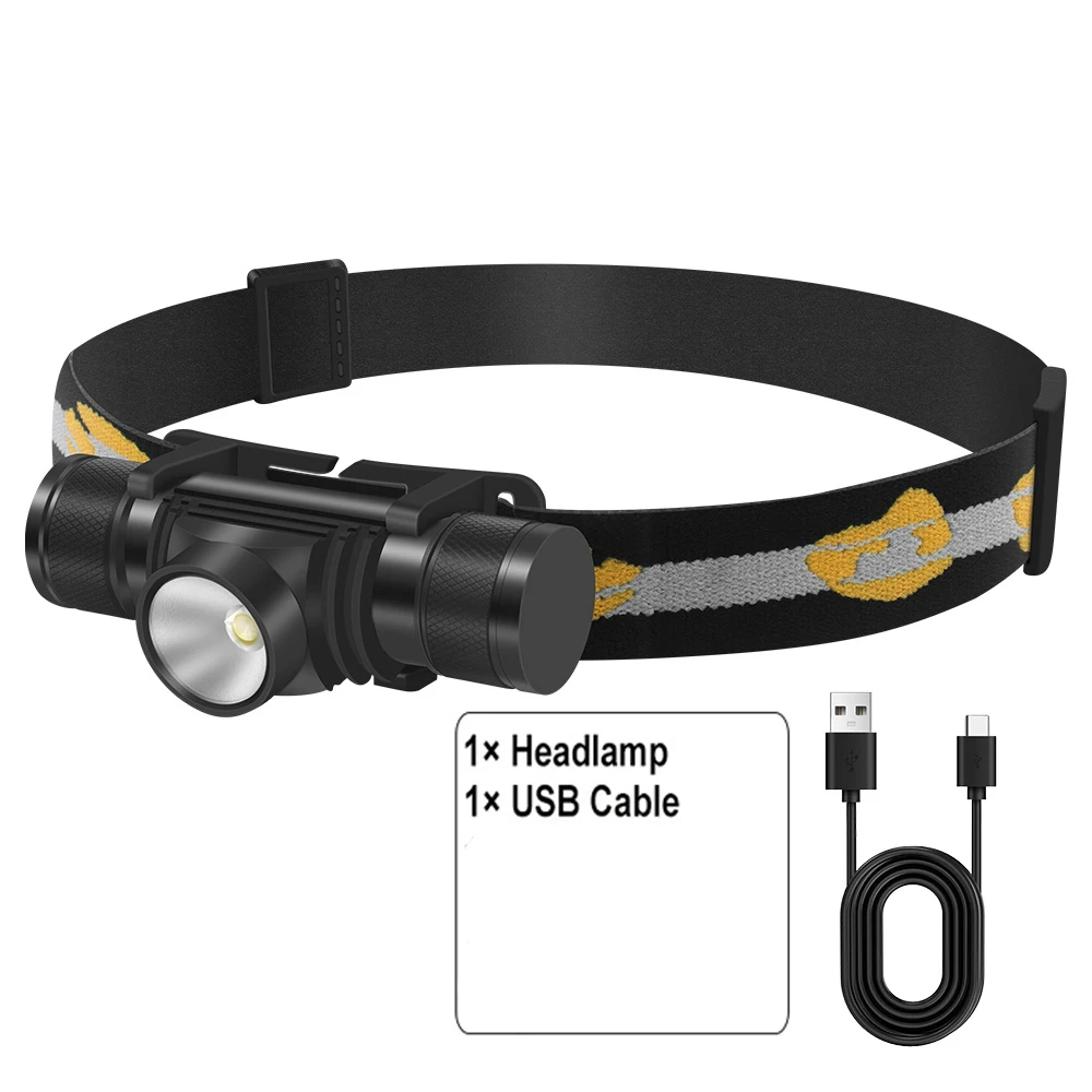 BORUiT LED-Mini-Stirnlampe, leistungsstarker 2000 lm-Scheinwerfer, 18650, wiederaufladbarer Kopf, wasserdichte Taschenlampe, Camping, Jagd, Beleuchtung