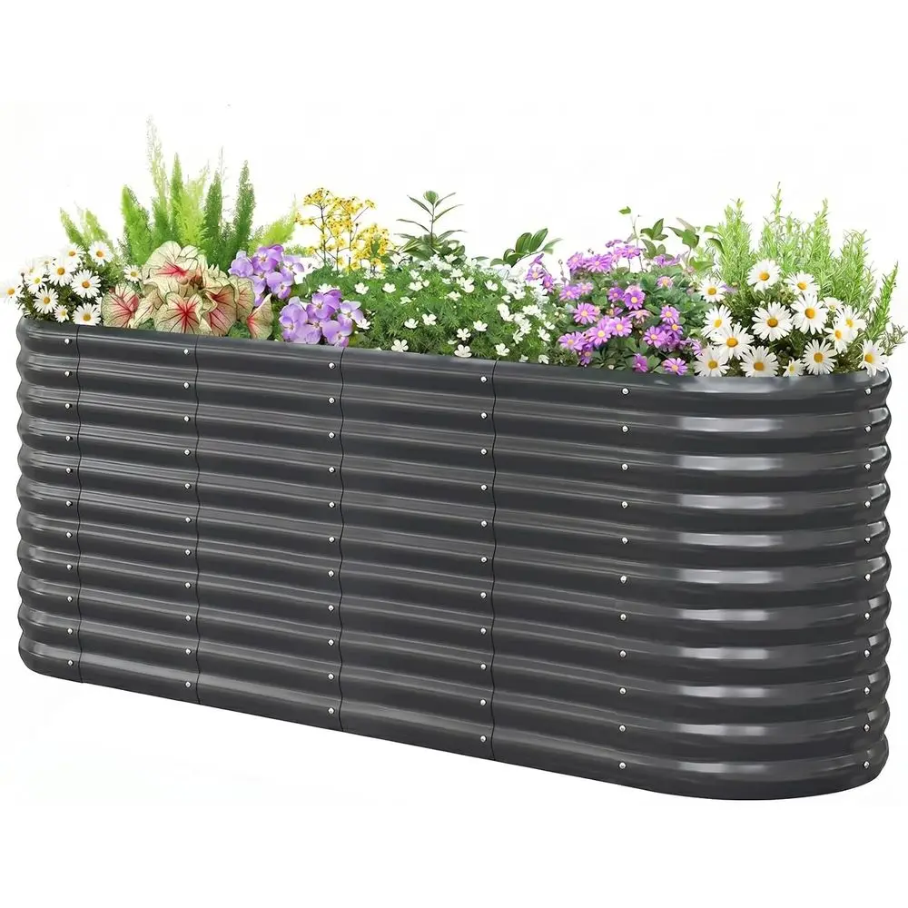 

Galvanized Raised Garden Bed Planter, Outdoor Gardening, Deep Root Vegetables, 78.7x23.6x34.2 in, Grey, 2.85 t, Tall 9 in 1