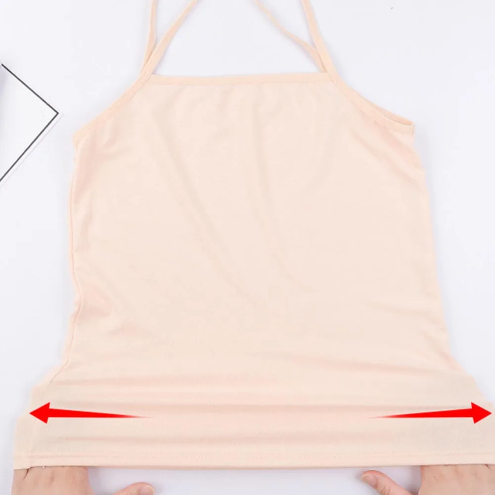 Long Camis Bra Elastic Strap Women Layering Basic Tanks Top Solid Cotton Chest Pad Summer Camis T-Shirt