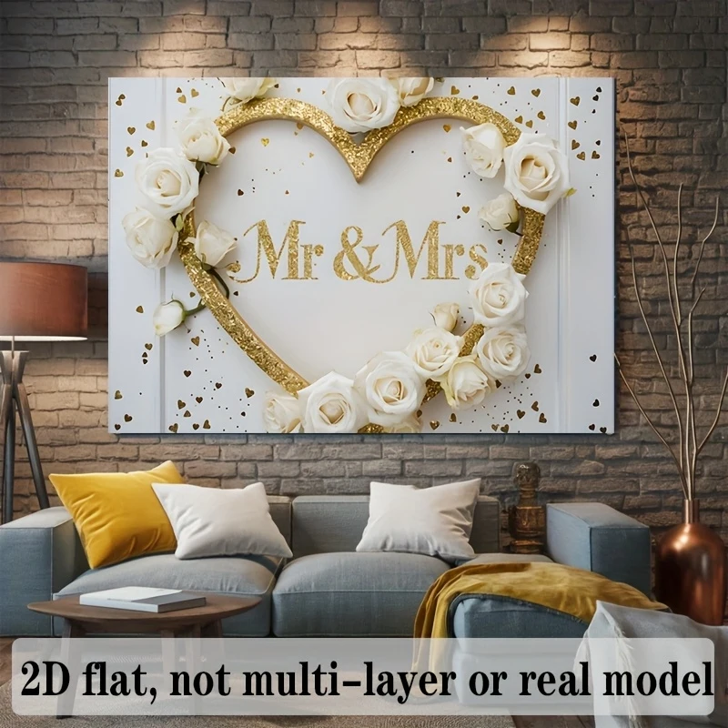 VIKAMA Mr&Mrs Wedding Tapestry, Wedding Wall Hanging Decor, Wedding Photography Supplies, Party Banner