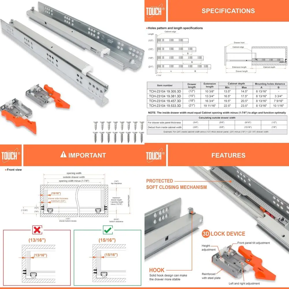 Soft Close ondermontage ladegeleiders, 3/4 inch, 21 inch lengte, 5 paar, verborgen lopers voor soepele ladebeweging
