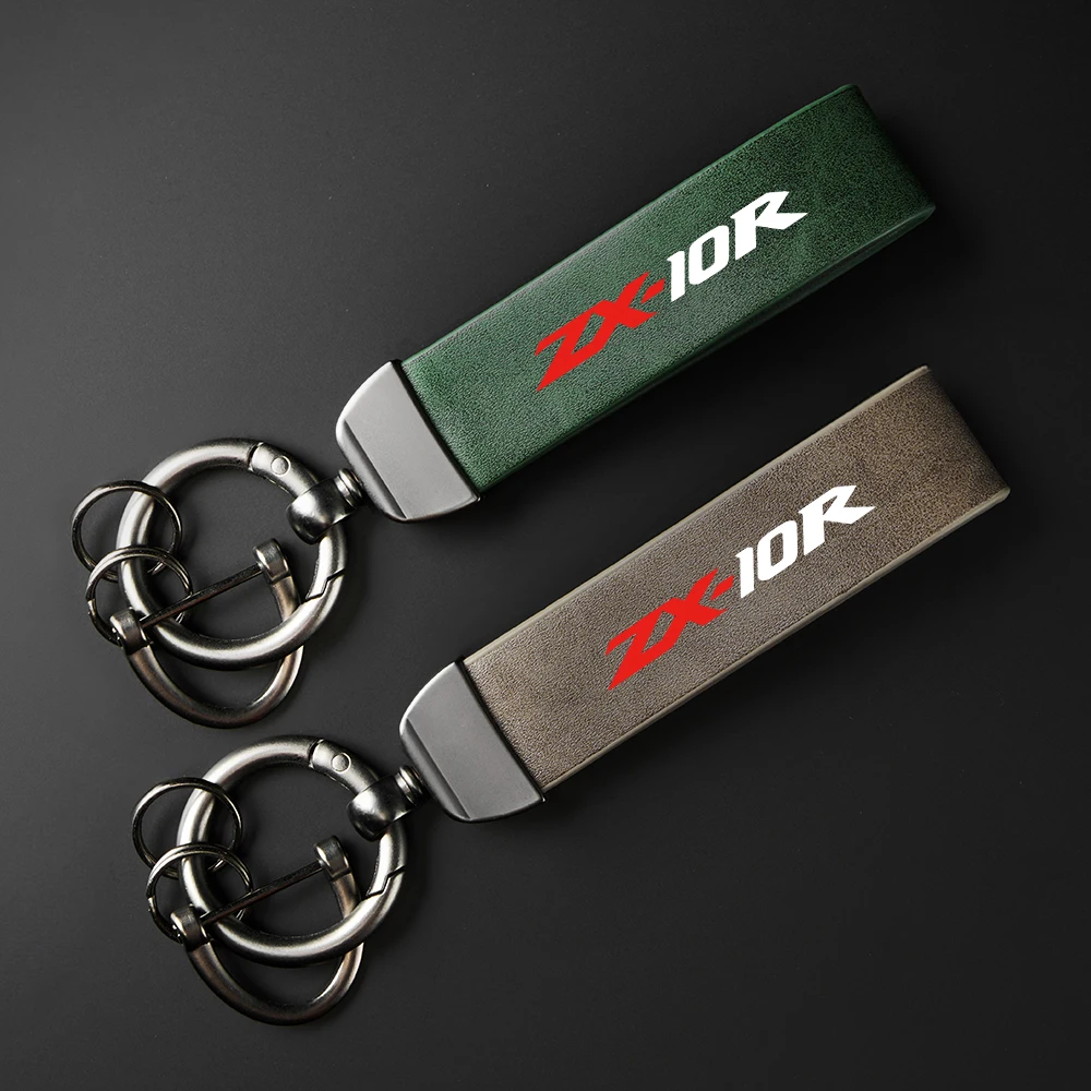 

High-Grade leather Motorcycle Keychain Holder Keyring For KAWASAKI ZX10R ZX-10R Motorcycle Accessories
