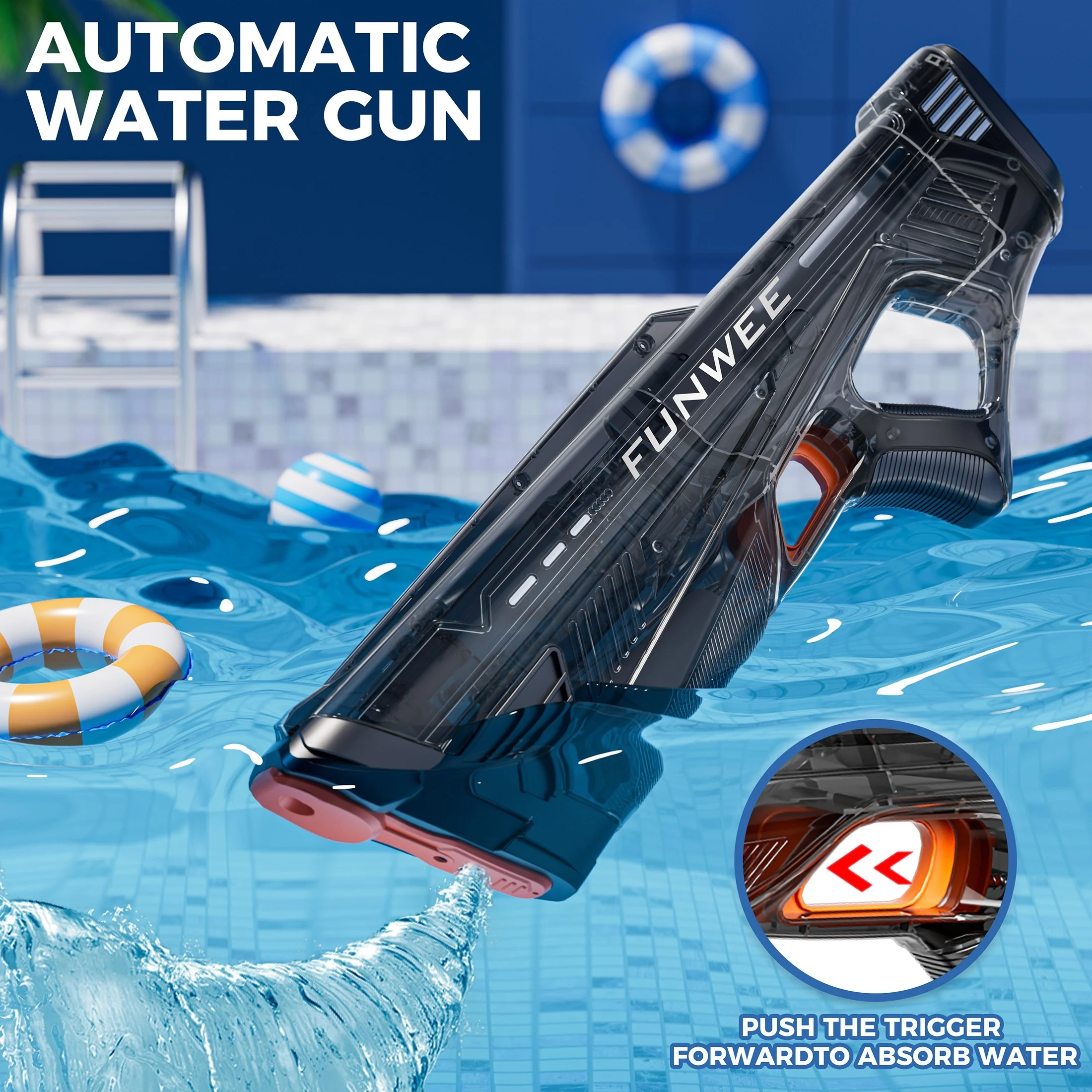 Automatic Water Reload Electric Water Gun-Rechargeable-Outdoor Sports Pool Beach Shooting Games-（Battery Included）