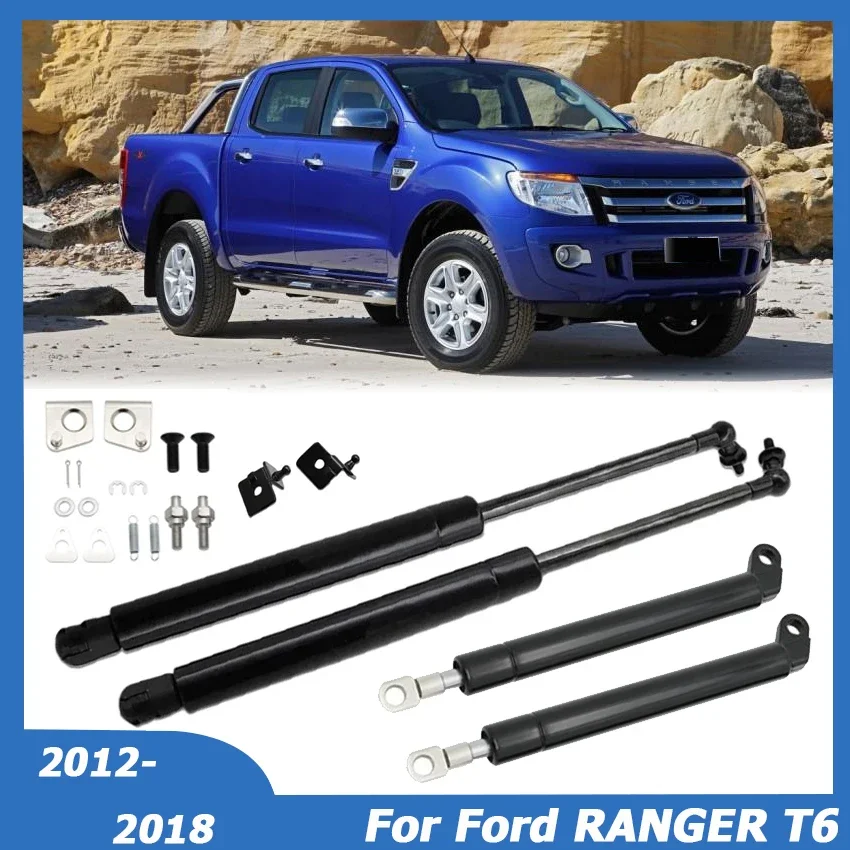 For Ford Ranger T6 2012-2018 Mazda BT50 Front Hood + Tailgate Gas Strut Support Lift Spring Shock Slow Down Damper Car Tuning