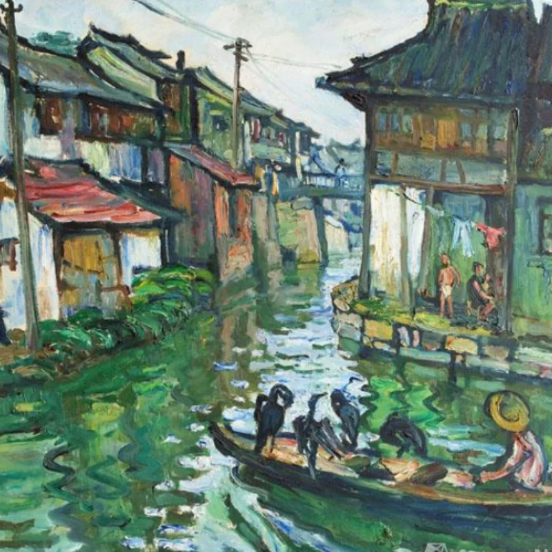 Living room wall decorative painting water village decorative painting W4CO038-82060-1-6