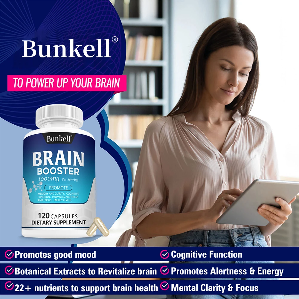 Premium Brain Supplements - Nootropics Brain Booster, Focus, Clarity, Memory, Concentration & Improved Mood - Vitamins, Choline