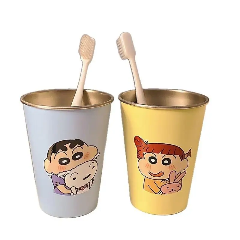 Crayon Shin Chan Cute Couple Mouth Cup 304 Stainless Steel Cartoon Toothbrush Cup Creative Household Wash Cup High Appearance