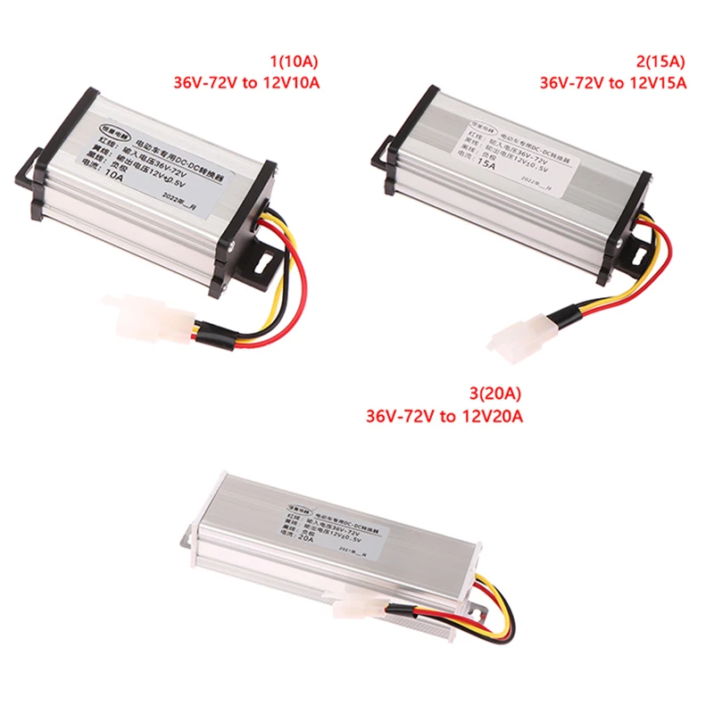 Convertidor de CC para vehículo eléctrico, repuesto de transformador de potencia de 36/48/60/72V a 12V, 10A, 15A, 20A, 180W