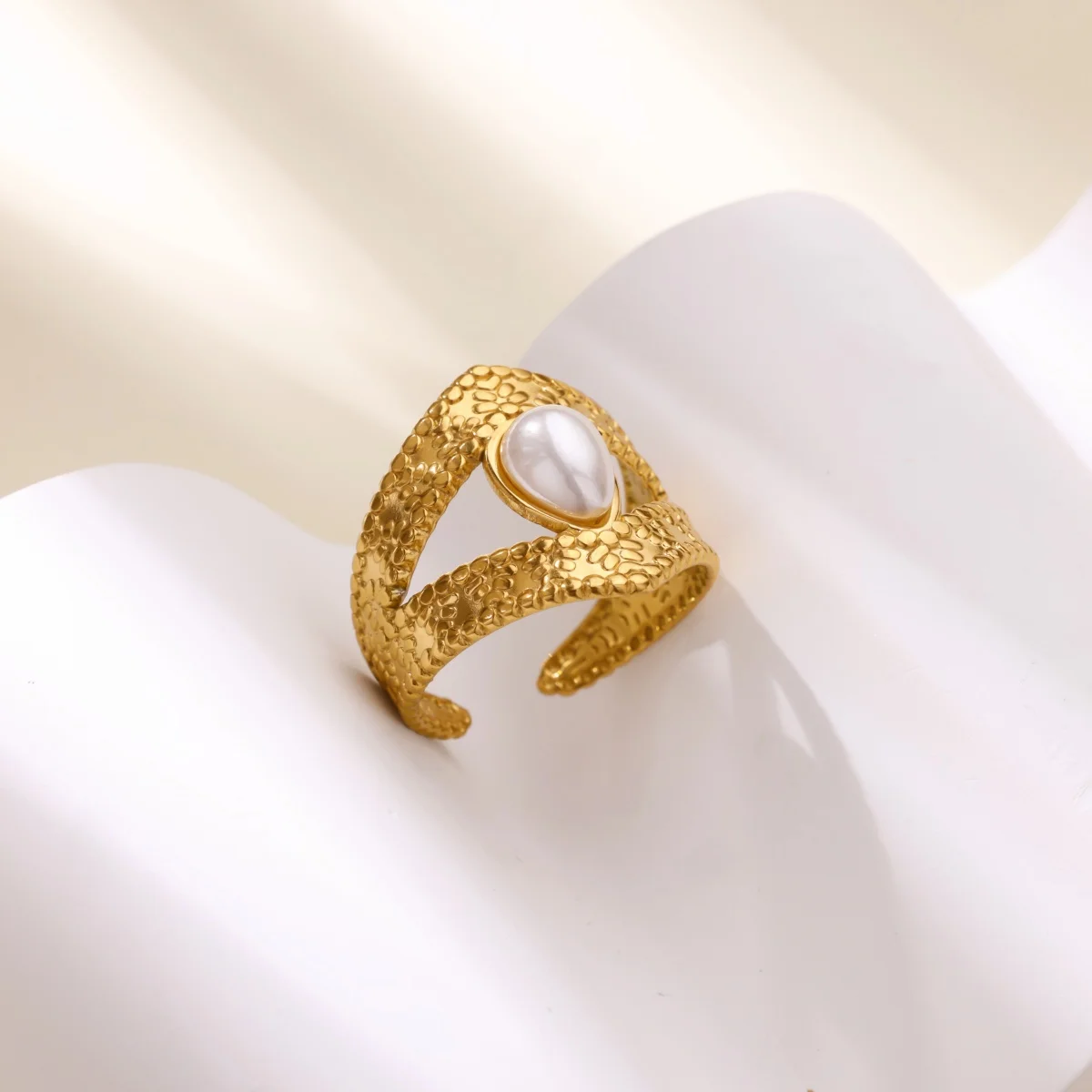 316L Gold Plated Stainless Steel Geometry Rings For Women Men Open Adjustable Charm Finger Ring Fashion Christmas Jewelry Gift