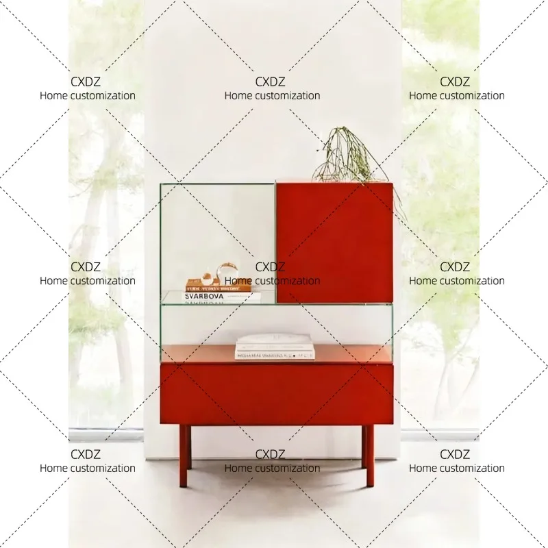 XXStorage Cabinet  Minimalist Glass Cabinet Ornament Bauhaus Entrance Entrance Dining Side Cabinet Integrated Against
