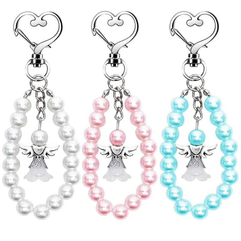 50/20 Sets Cute Angel Keychains with Favor Boxes and Thank You Cards Baptism Bridal Shower Wedding Gender Reveal Party