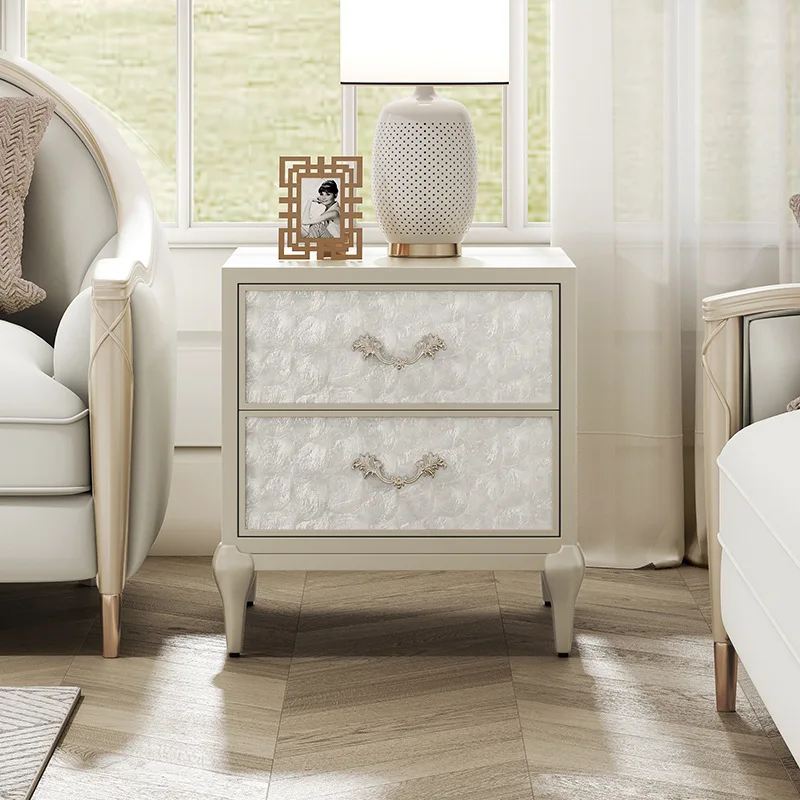 Light luxury bedside table, bedroom solid wood small shell storage cabinet, modern, minimalist, and high-end new bedside cabinet