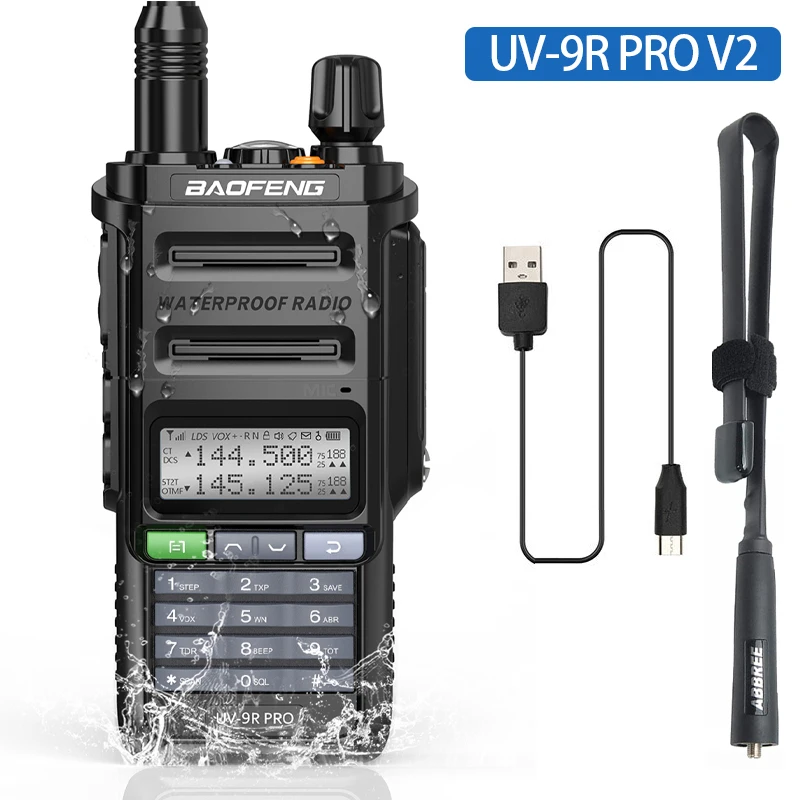 Principal! UV-9R Pro V1 V2 À Prova D 'Água IP68 Walkie Talkie Tipo-c Carregador Poderoso UHF VHF Longo Alcance UV-9R Plus Ham CB Rádio