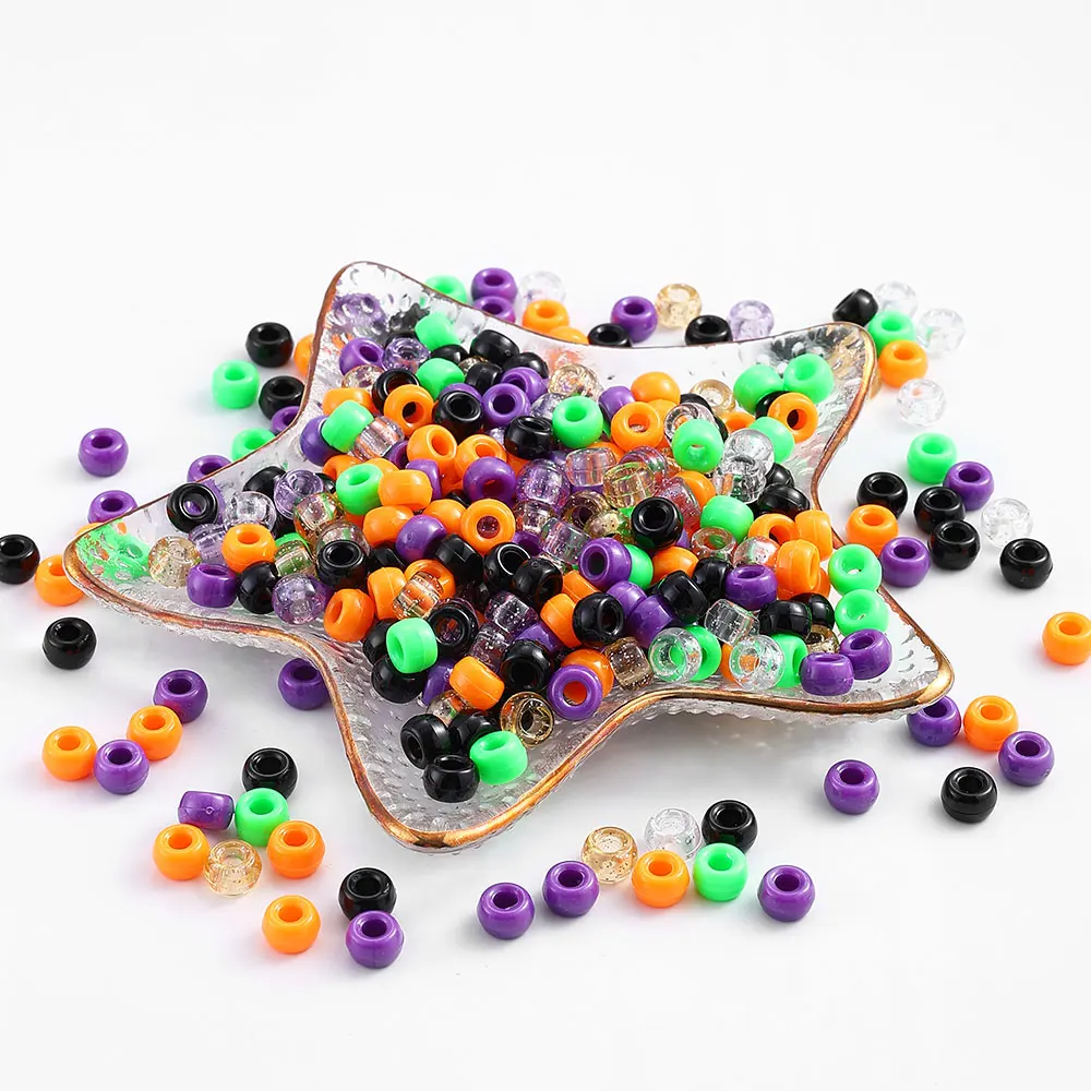iYOE 200pcs 6x9mm Multicolor Acrylic Spacer Halloween Christmas Beads For Jewelry Making DIY Earring Necklace Charms