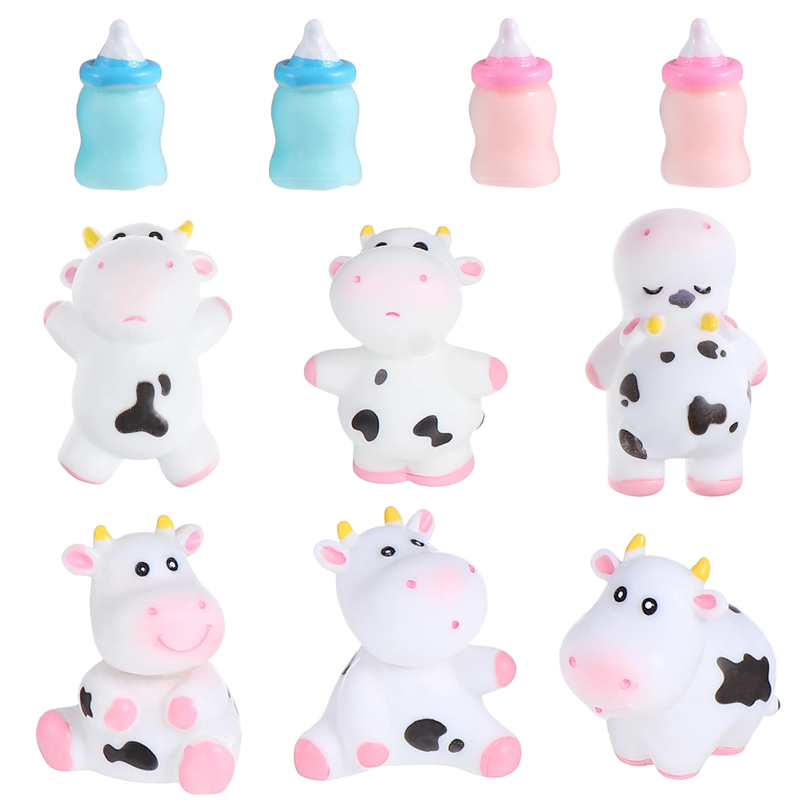 

10 Pcs Decorations Cow Ornament Preschool Farm Animal Toys Resin Mini Cows Figurine