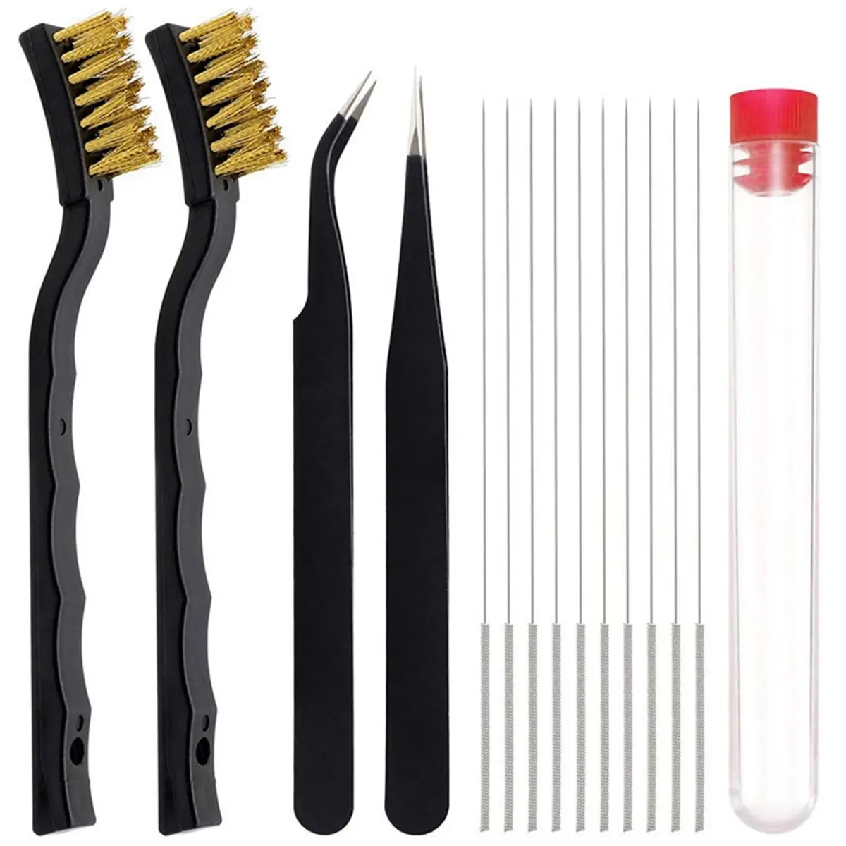 A003 3D Printer Nozzle Cleaning Kit - 10PCS 0.4mm Needles, Tweezers, and Brushes