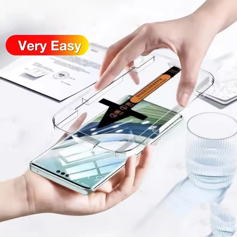 

With Oneclick Auto Installer Tool Screen Protector For iphone 17 16 Pro Max X XR XS 14 11 12 13 15 16 17 Pro Tempered Glass Film