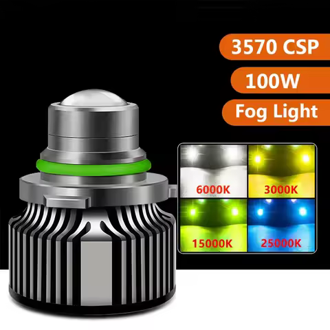 H8 H9 H7 H11 LED 9005 HB3 9006 HB4 Car LED Powerful Fog Light Bulbs 3000K 6000K 15000K 25000K 100W 12V Lens Fog Lamp Bulb