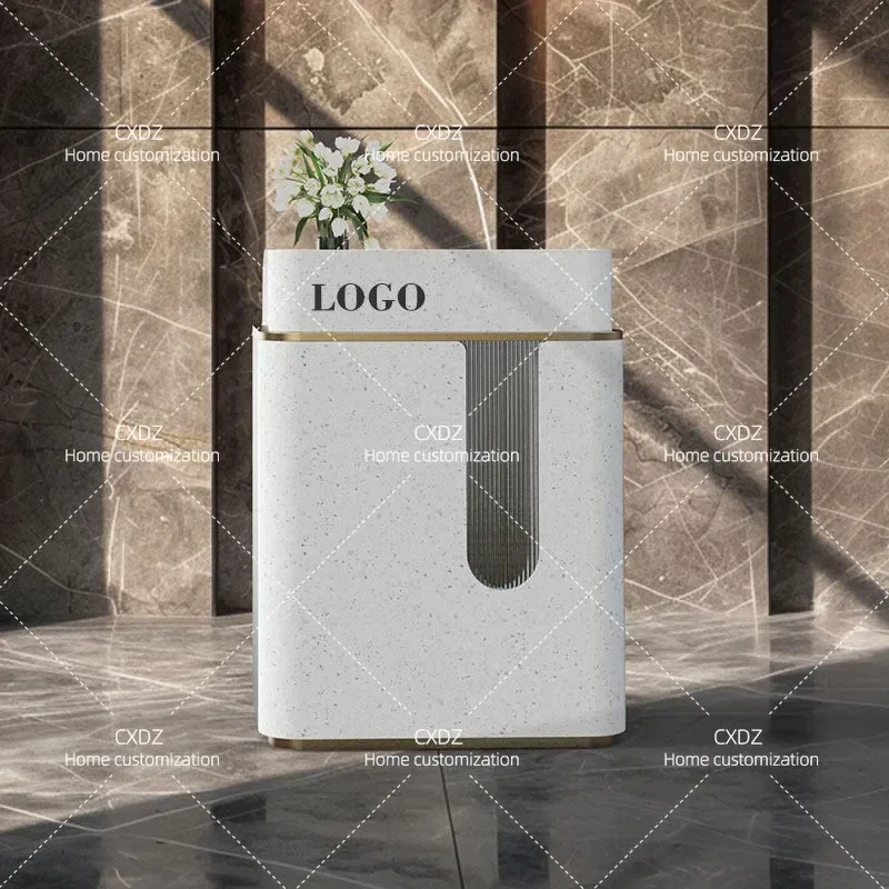 Welcome desk, reception desk, simple and modern company front desk restaurant island, stainless steel corner guide desk
