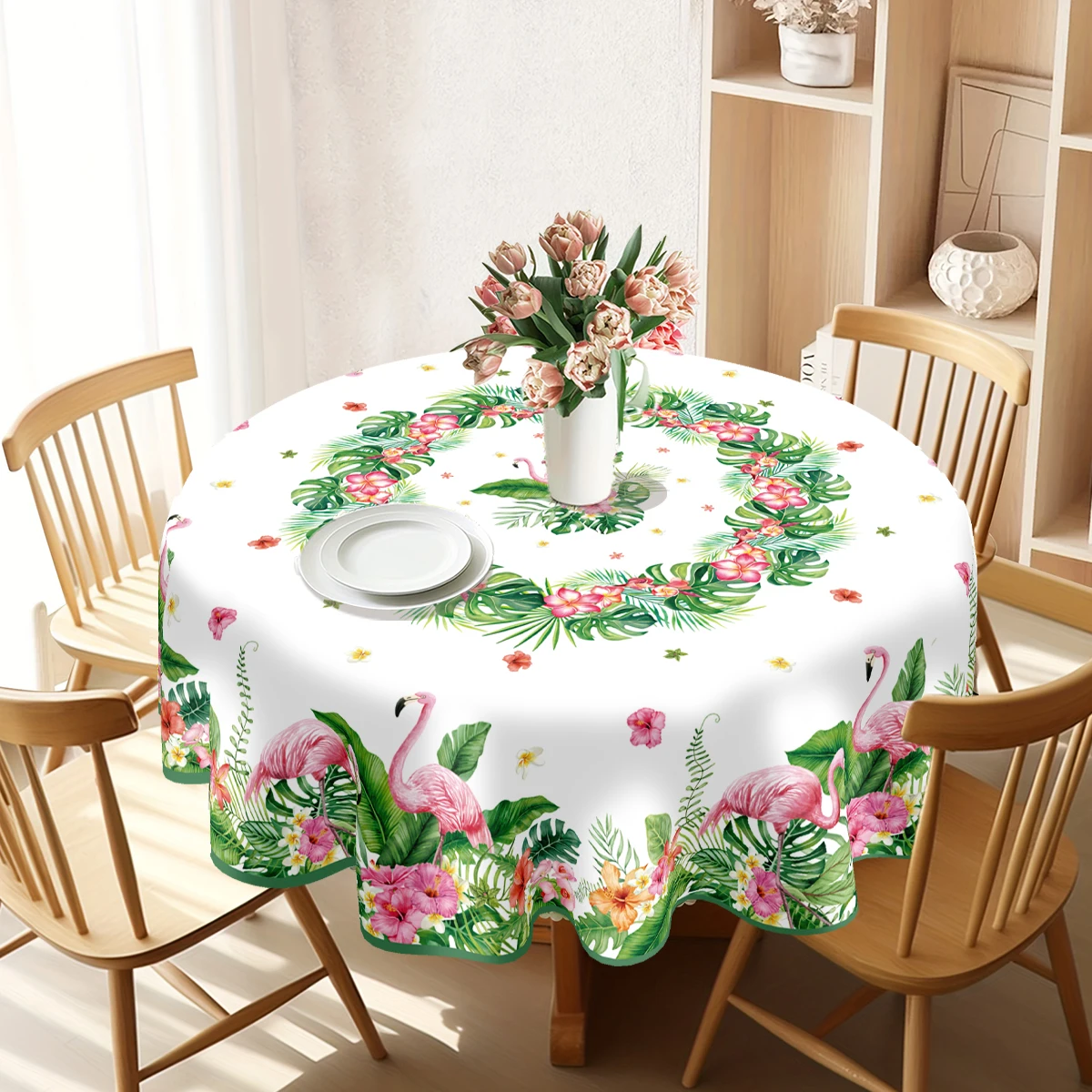 Hawaiian Flamingo Hibiscus Flower Table Runner Aloha Summer Tropical leaves Plastic Table Flag Happy Birthday Party Decorations