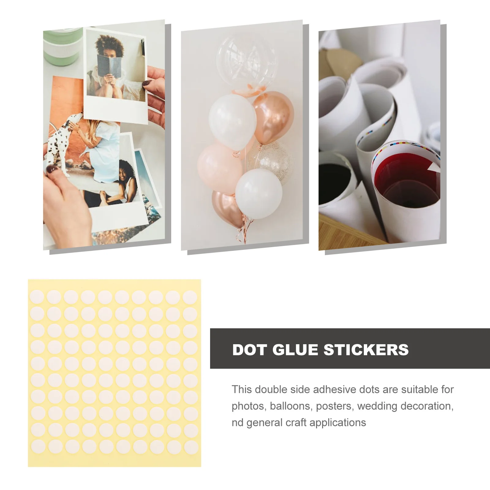 500 Pcs Double Sided Dot Glue Tape Labels Clear Coding Stickers Balloon Sticky Round Points Acrylic Craft Dots