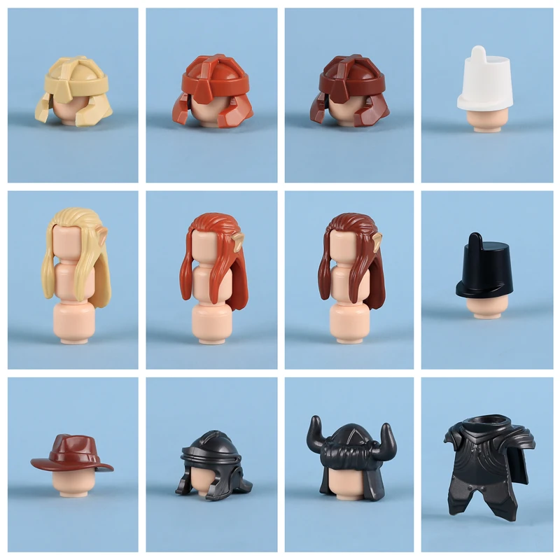 City Hero Figures Hairstyles Human Head Body Parts Building Blocks Man Woman Girl Boy Head Hair DIY Accessories Bricks Kids Toys