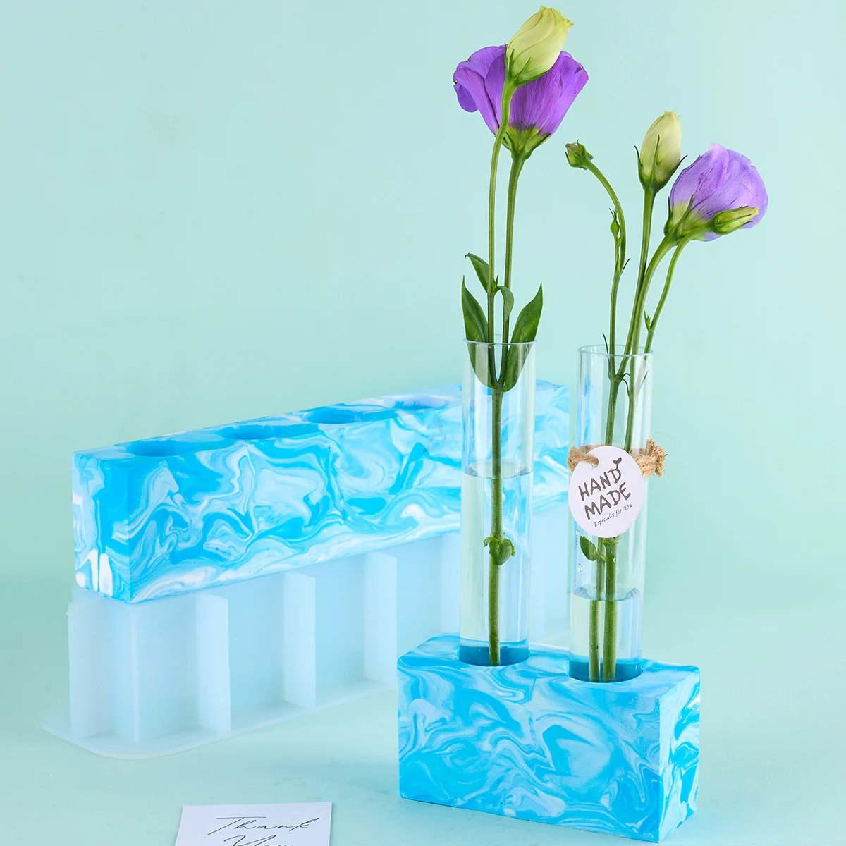 2 Holes Flowerpot Silicone Mold Candlestick Casting Molds DIY Plaster Resin Hydroponics Test Tube Vase Craft Making Home Decor