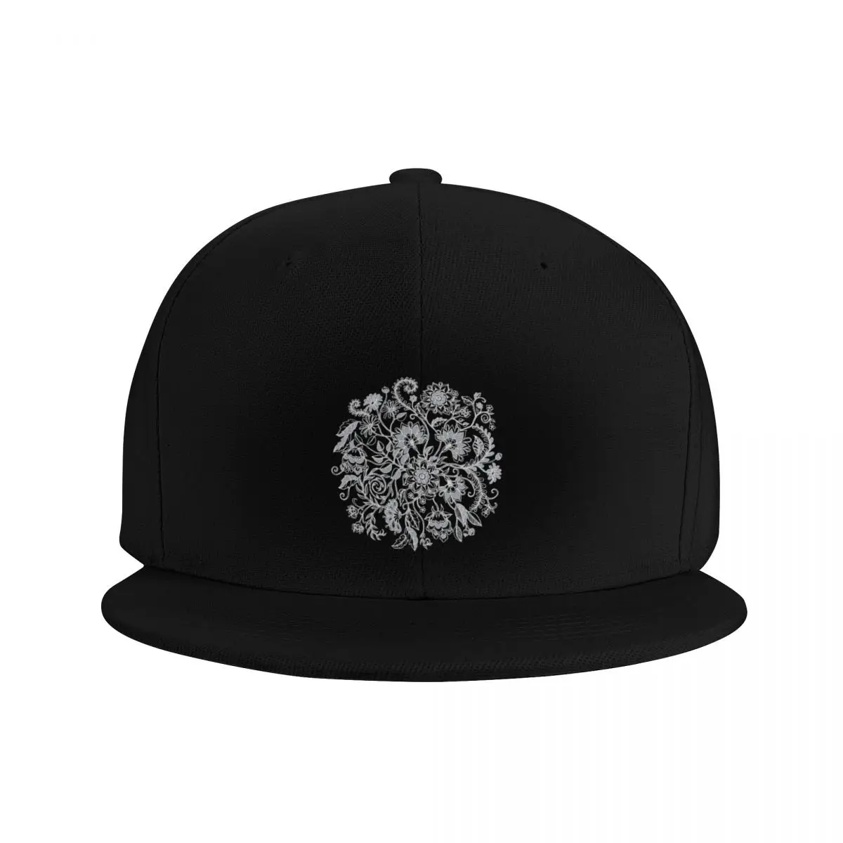 Jacobean-Inspired Light on Dark Grey Floral Doodle Baseball Cap Ball Cap Hood Hat Luxury Brand Caps Women Men's