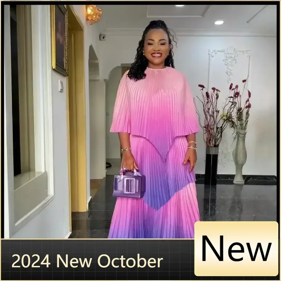 ملابس نسائية عصرية مخصصة من تركيا فساتين أفريقية مطوية للنساء نيجيريا زفاف متدرج منحدر فستان نسائي أفريقي #4