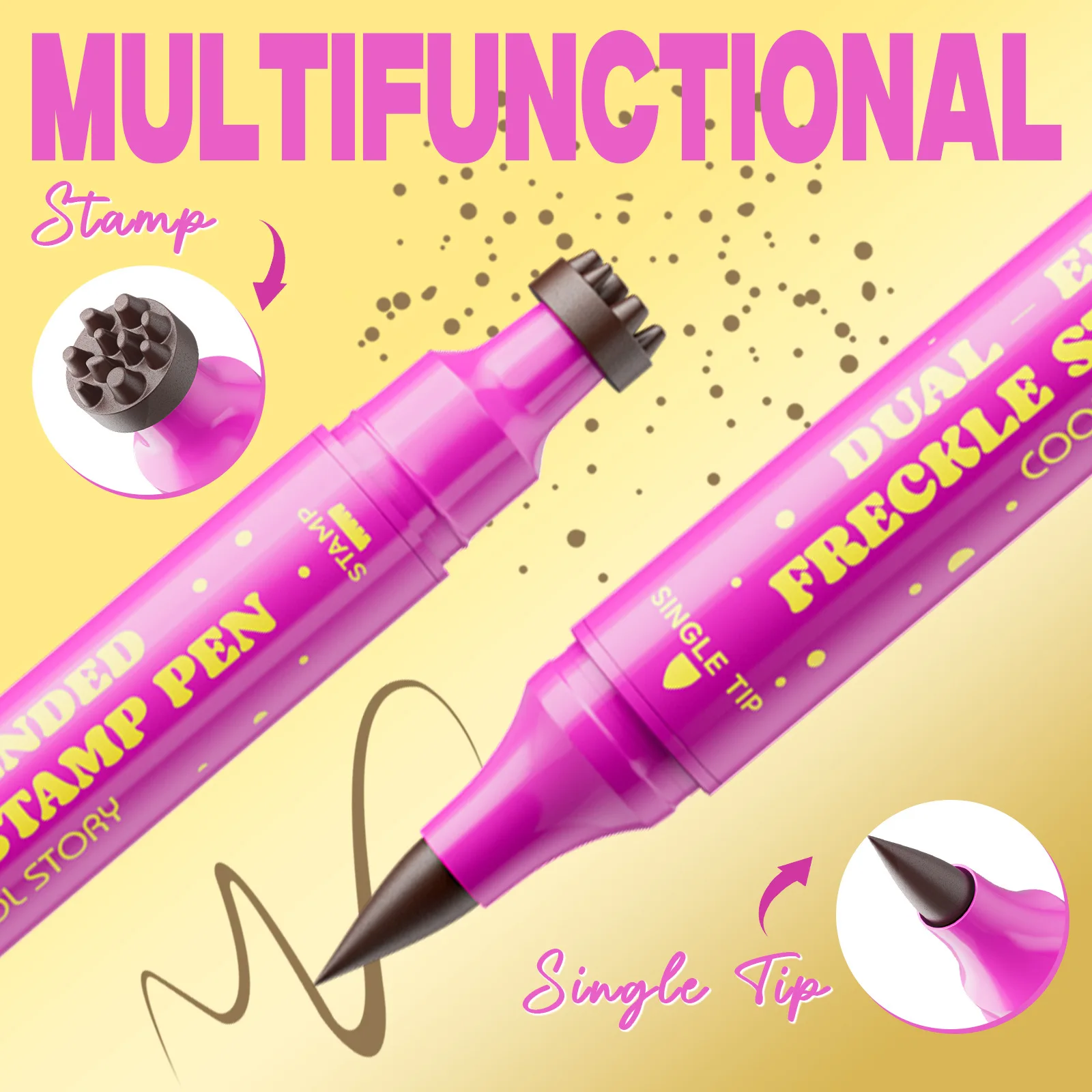 4 Color Dual-Ended Fake Freckles Stamp Pen Natural Waterproof Lifelike , for Long Lasting Look Dot Spot Pen Makep Tool Cosmetics