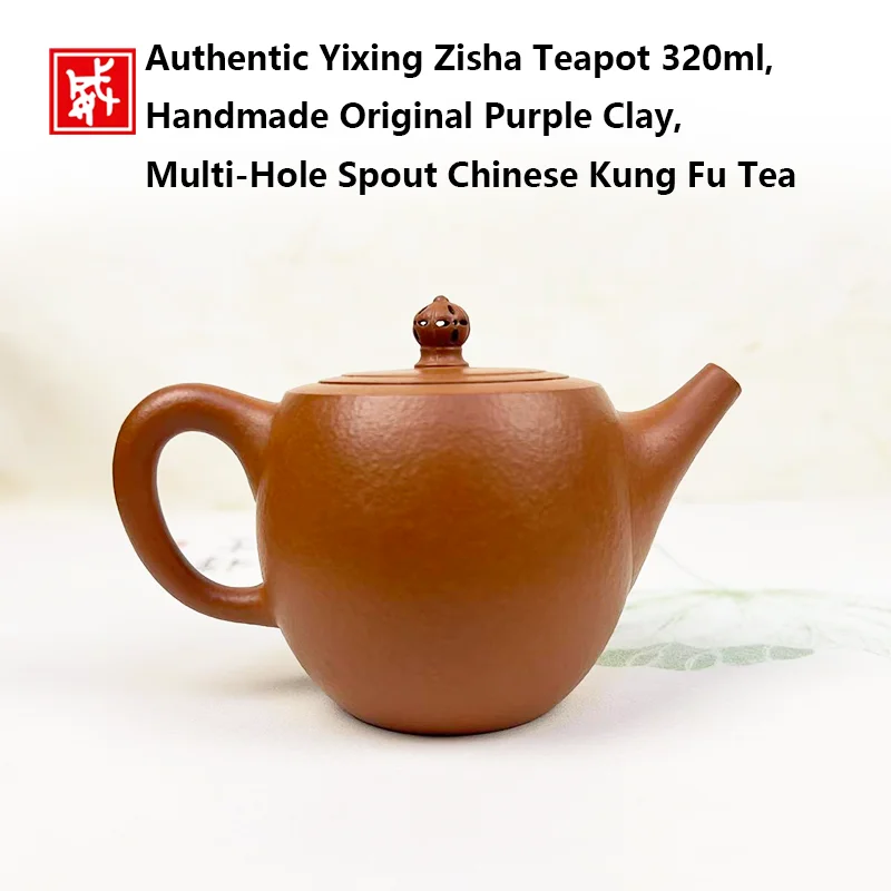 Authentic Yixing Zisha Teapot 320ml,Handmade Original Purple Clay,Multi‑Hole Spout Chinese Kung Fu Tea Pot Home Teaware Collecti