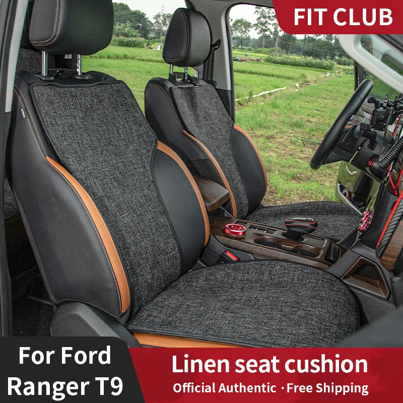 For Ford Ranger T9 2022- 2024 Linen/Ice shreds Cushion Breathable Pad Car Seat Mat Protect Accessories Summer Seat cushion