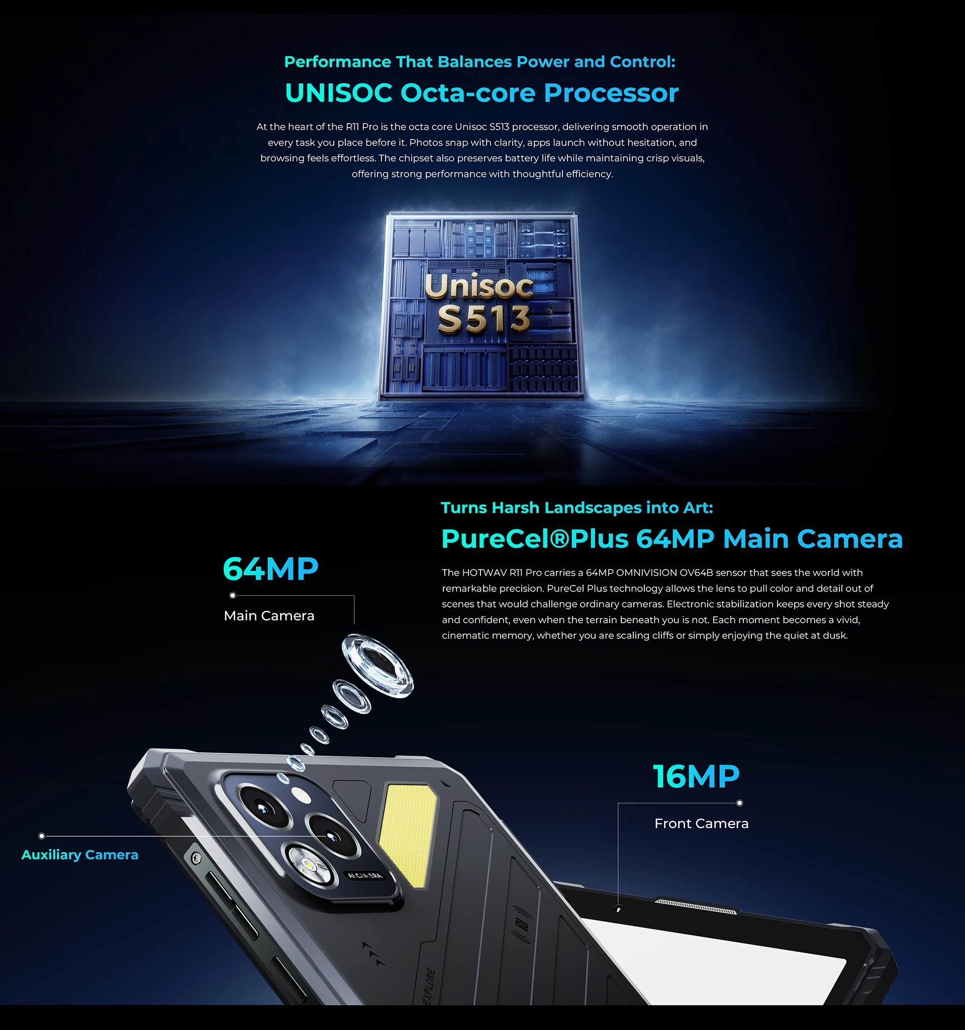 HOTWAV R11 Pro 8.7'' HD 120Hz Display Rugged Tablet 10150mAh Massive Battery 20W Fast Charging Android 16 Super Camping Light Pad 8GB RAM 256GB ROM 64MP + 16MP Camera 1080P Lightweight Tablet PC With Stylus Pen GPS WiFi OTG
