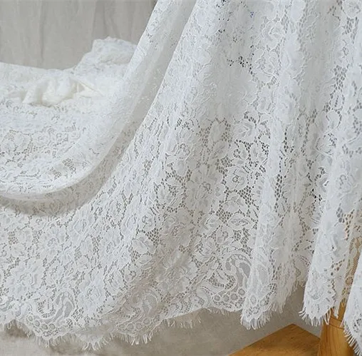 150cm Wide High-grade Hollow Flower Cotton Eyelash Lace Fabric DIY Wedding Dress Accessories