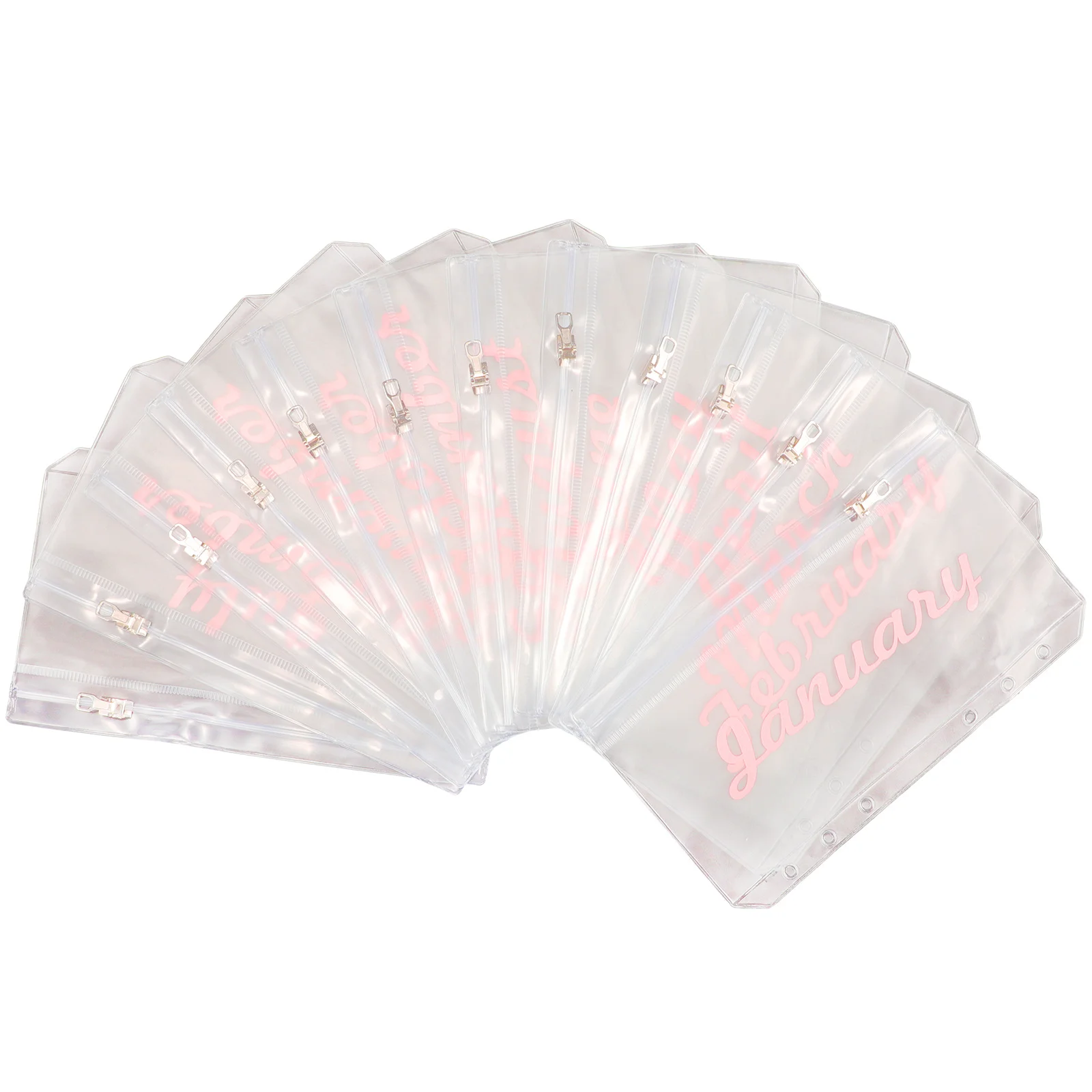 

12pcs Budget Envelope Pouch 6-Hole Binder Pocket Reusable Plastic Folder For Financial Planning Monthly Savings Organizer Refill