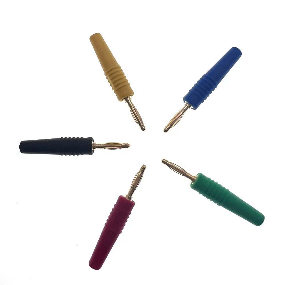 

100 шт., 2 мм, позолоченный разъем типа «банан», адаптер для электрического разъема, 5 цветов, черный/красный/желтый/зеленый/синий