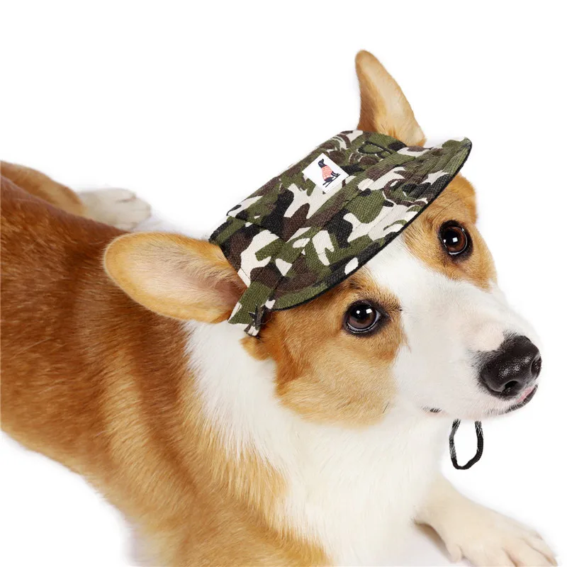 Pet Hat Dog Baseball Cap with Ear Holes Adjustable Puppy Cat Canvas Hat for Outdoor Windproof Travel Sports Hiking Dog Sun Hats