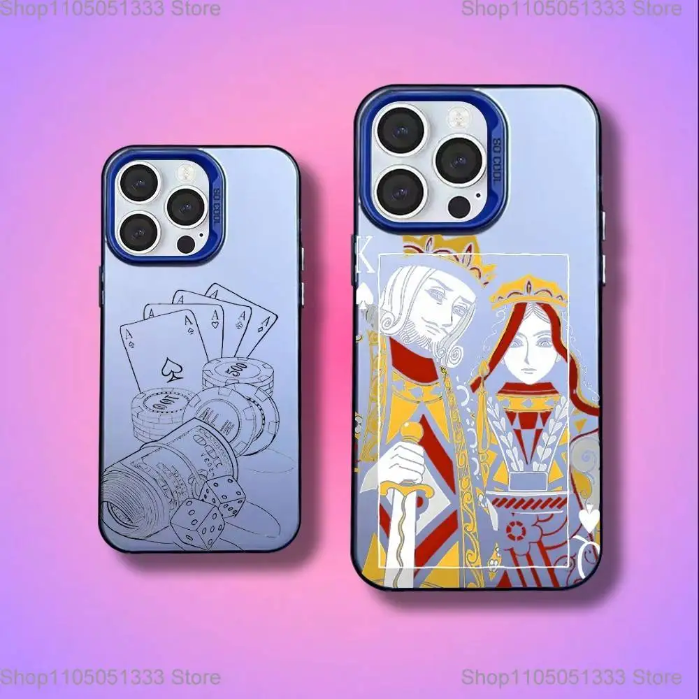 

Poker Card Printing Phone Case For iPhone 16,15,14,13,12,11,Mini,Pro,E,SE4,XS,MAX Blue Candy Matte Cover