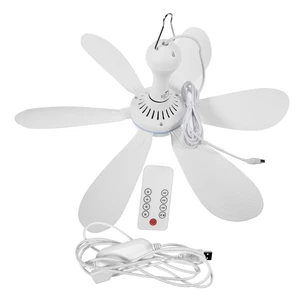 USB Powered Canopy Fan Ceiling, Pendar Fan for Camping Bed Dormitory Tent, Timing Remote Control, 4 Speed, Silent, 6 Leaves, New 12 Main Sales Ceiling Fan Remote Control - №6