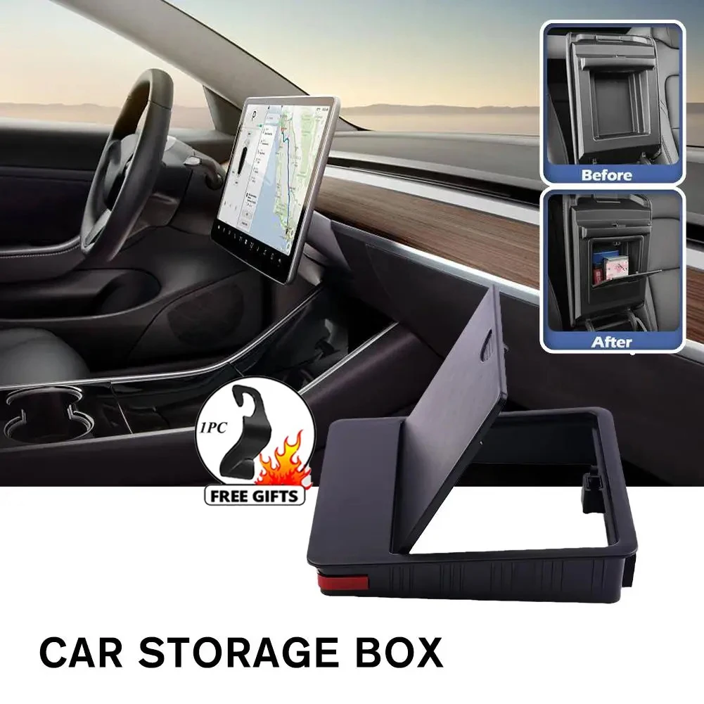 

Hidden Car Armrest Storage Box For Tesla Model 3 Model Y 2023 2022 2021 Center Console Organizer For model y Accessories