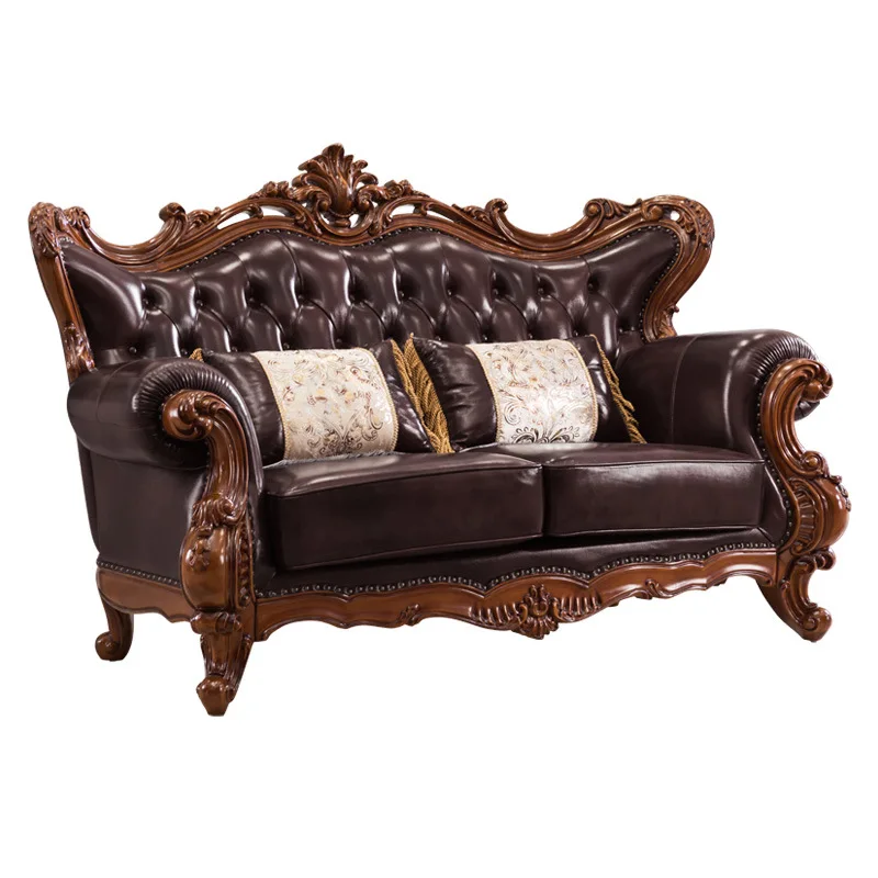 

Solid wood leather sofa luxury European light luxury leather high-end large apartment N418