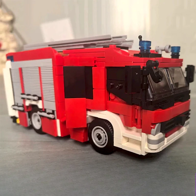 1019PCS MOC Stad Brandweerwagen Bouwstenen Set Transportvoertuig Reddingstoren Ladder Model Bricks Montage Speelgoed Kid Jongen Gift