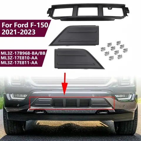 1 Set NEW Front Bumper Grille + Corner Panel Cover For Ford F-150 2021-2023 2022 ML3Z-17E810-AA  ML3Z-17B968-BA/BB